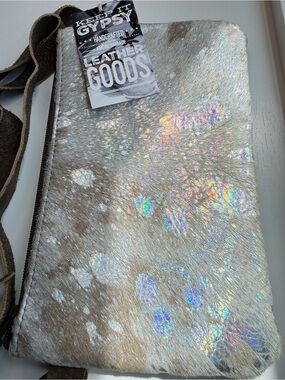 Keep It Gypsy Iridescent Silver Cowhide Crossbody Bag Custom Upcycled